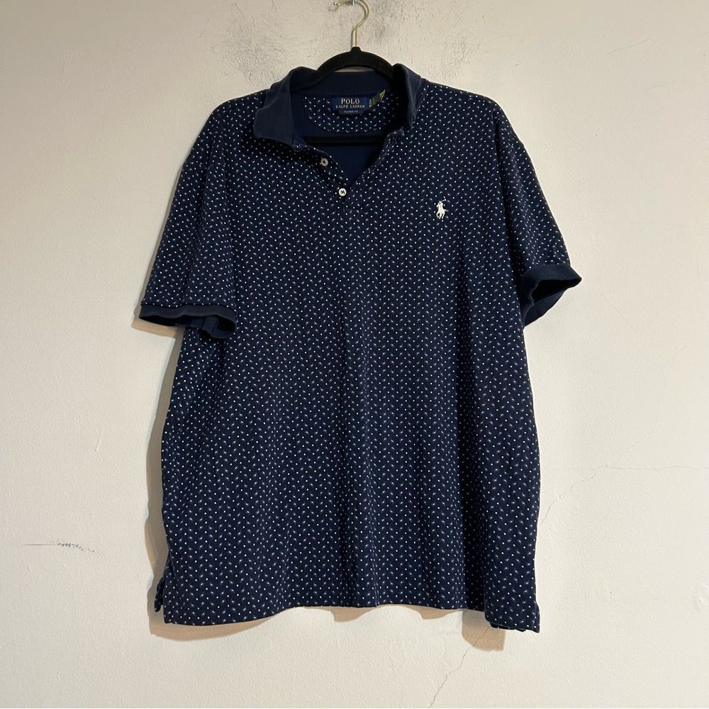 Polo Ralph Lauren Classic Fit Soft Cotton Polo Shirt Paisley Print Navy XL